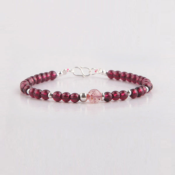 Garnet Sterling Silver Bead Bracelets Handmade Jewelry Accessories Gift Women elegant