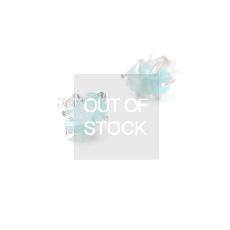 Natural Moroxite Stud Earrings in Sterling Silver Handmade Jewelry Accessories Women