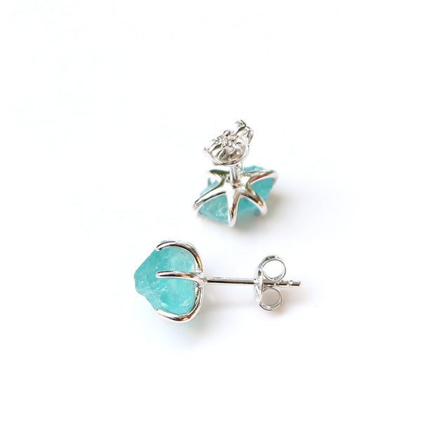 Gemstone Stud Earrings Silver Handmade Jewelry Accessories Women side