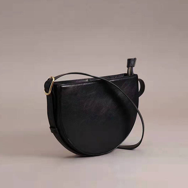 Genuine Leather Half-round Cross Shoulder Bag Side Bags Purse For Women Beautiful