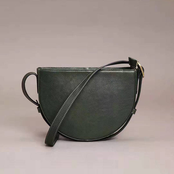 Genuine Leather Half-round Cross Shoulder Bag Side Bags Purse For Women Chic
