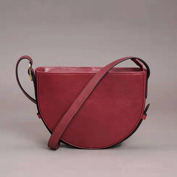 Genuine Leather Half-round Cross Shoulder Bag Side Bags Purse For Women Cool