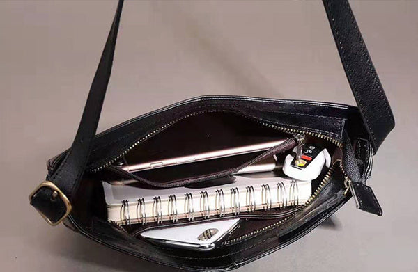 Genuine Leather Half-round Cross Shoulder Bag Side Bags Purse For Women Inside