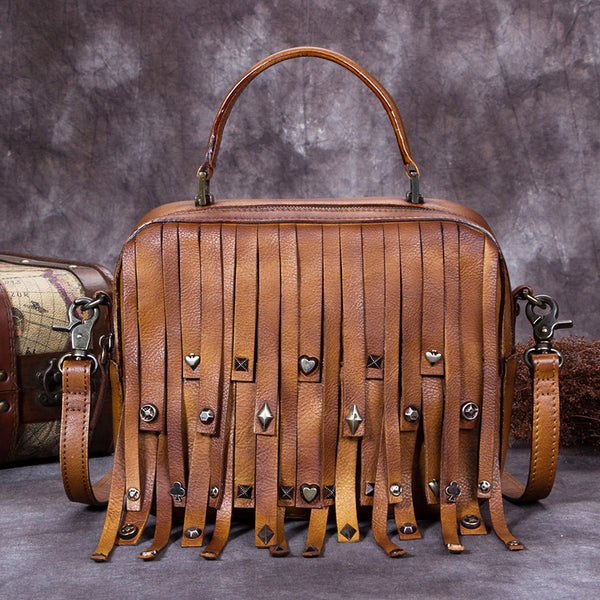 Genuine Leather Handbag Crossbody Shoulder Bags Purses Women Brown