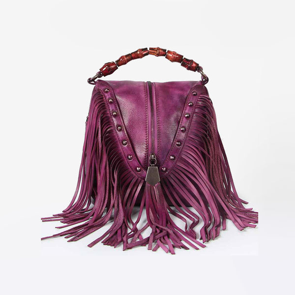 Genuine Leather Vintage Tassels Handbag Crossbody Shoulder Bags Women