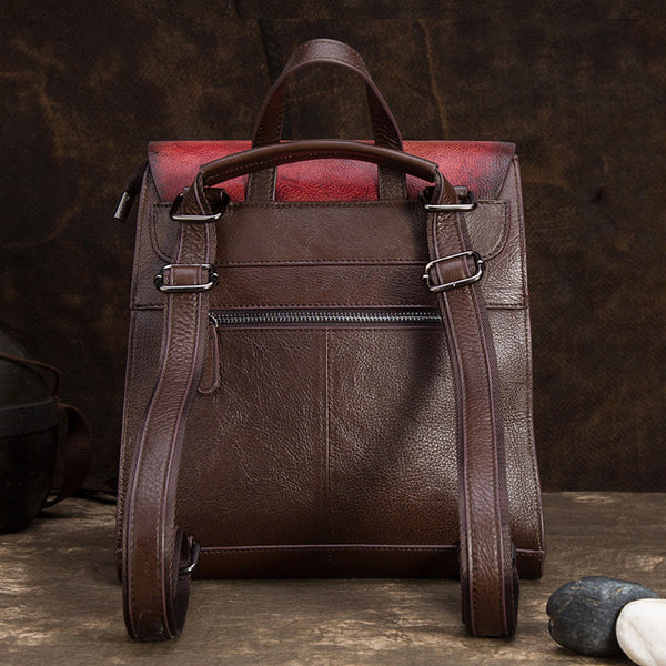 Genuine Leather Women Backpack Purse Cool Backpacks for Women Chic