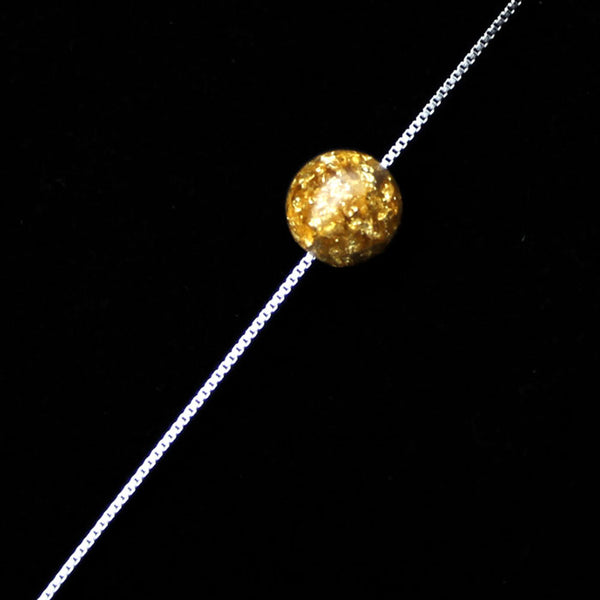 Glitter Crystal Bead Pendant Necklace Sterling Silver handmade Jewelry Accessories Women