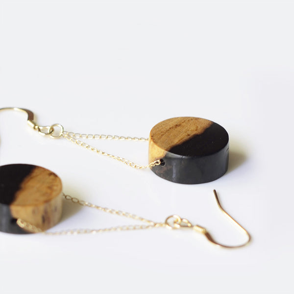 Gold Wood Drop Earrings Handmade Jewelry Accessories Women nice