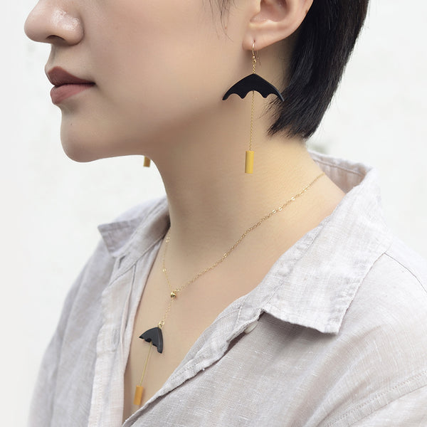 Gold Wood Pendant Necklace Handmade Jewelry Accessories Women loverly