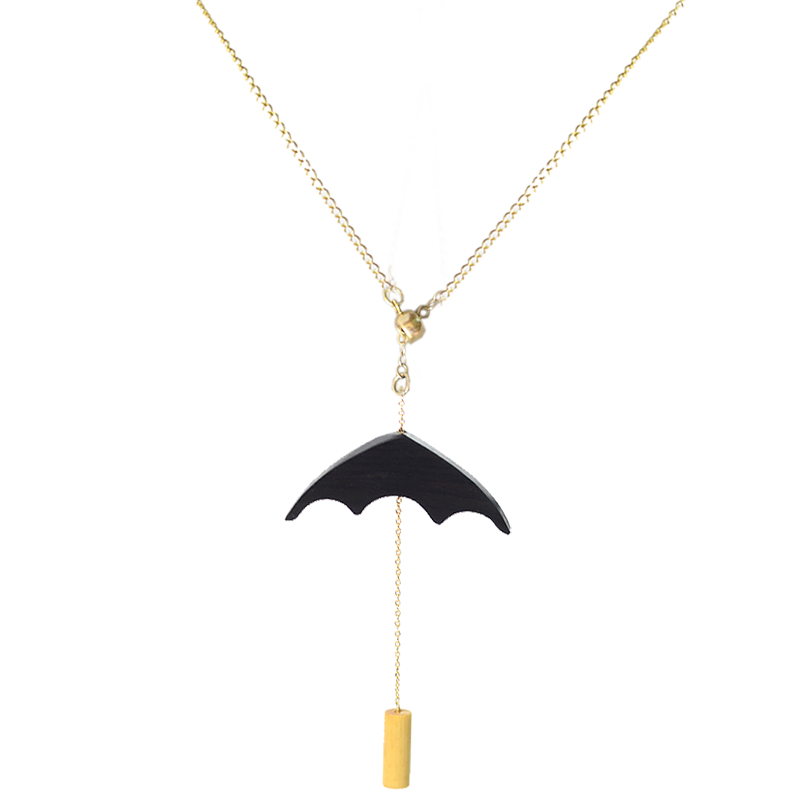 Gold Wood Pendant Necklace Handmade Jewelry Accessories Women