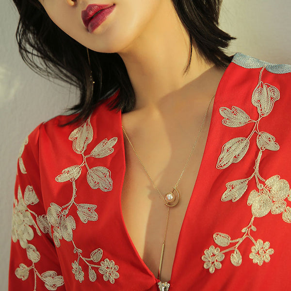Gold Y Necklace Long Chain Pendant necklace Jewelry Accessories Gift Women fashion