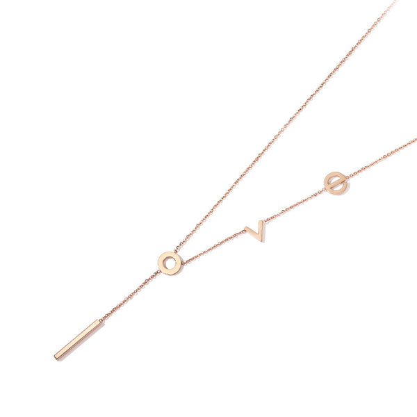 Gold Plated LOVE Y-Necklace Pendant Neacklace Fashion Jewelry Accessories for Women