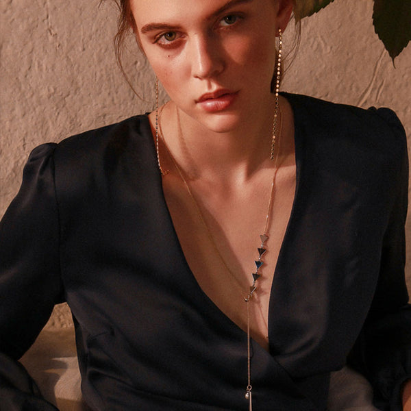 Gold fashion Y Pendant Necklace Fashion Jewelry Women long chain