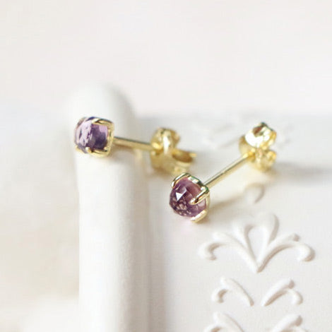 Handmade Amethyst Stud Earrings Gold Silver Accessories Women up