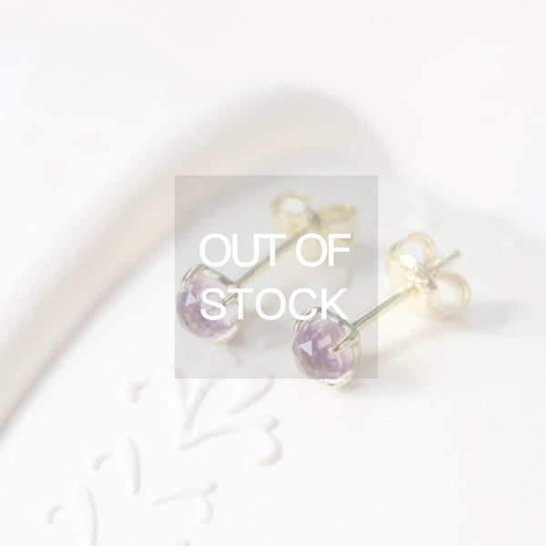 Handmade Natural Amethyst Stud Earrings in Gold Plated Silver Accessories Women