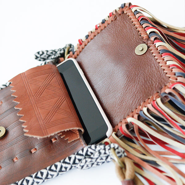Handmade Boho Leather Fringe Crossbody Purse Western Purses With Fringe For Women Cool