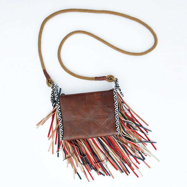 Handmade Boho Leather Fringe Crossbody Purse Western Purses With Fringe For Women Cute