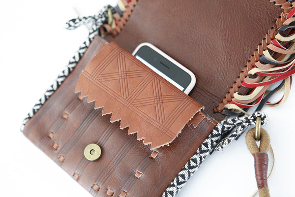 Handmade Boho Leather Fringe Crossbody Purse Western Purses With Fringe For Women Fashion