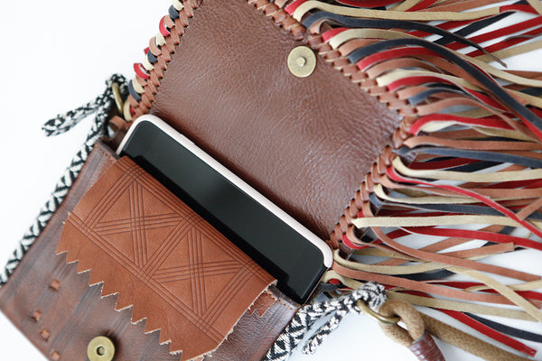 Handmade Boho Leather Fringe Crossbody Purse Western Purses With Fringe For Women Gift