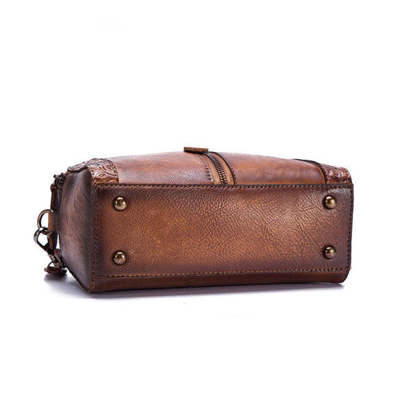Handmade Embossed Leather Handbags Cross Shoulder Bag For Women Genuine Leather