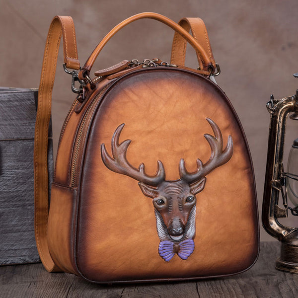 Handmade Genuine Leather Backpack handbag Crossbody Shoulder Bags Purses Women Unique