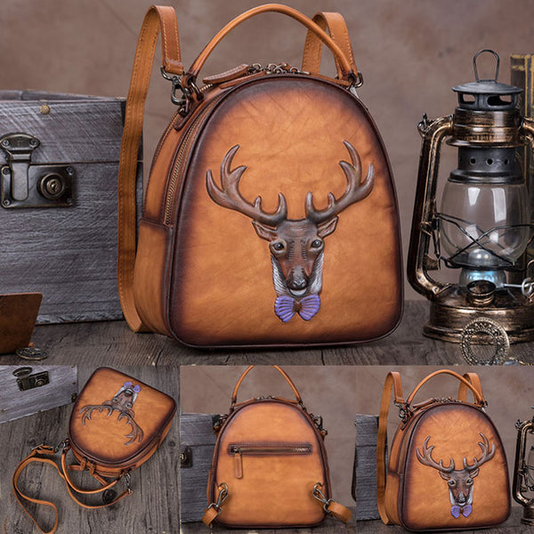 Handmade Genuine Leather Backpack handbag Crossbody Shoulder Bags Purses Women chic