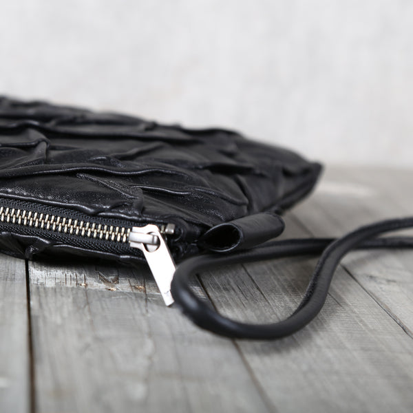 Handmade Genuine Leather Clutches Black Leather Handbags Purse for Women and Men bags