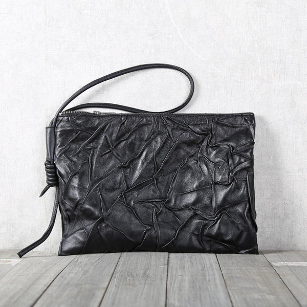 Handmade Genuine Leather Clutches Black Leather Handbags Purse for Women and Men beautiful