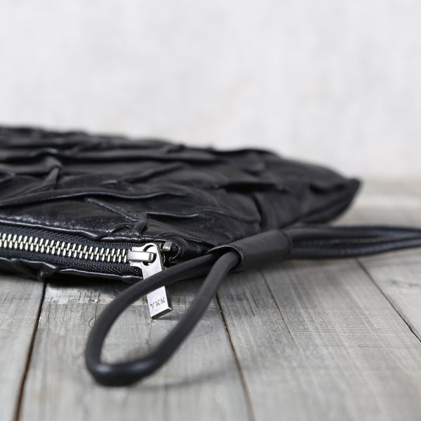 Handmade Genuine Leather Clutches Black Leather Handbags Purse for Women and Men elegant