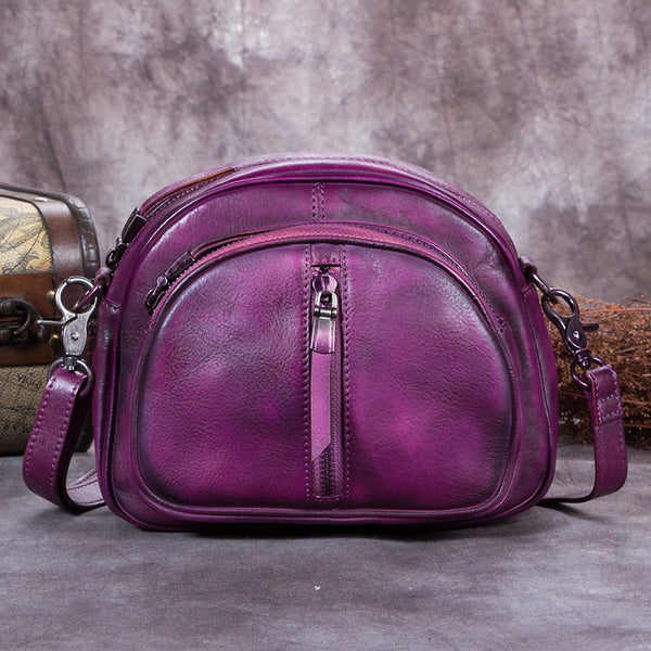 Handmade Genuine Leather Crossbody Shoulder Bags Purses Accessories Gift Women Purple