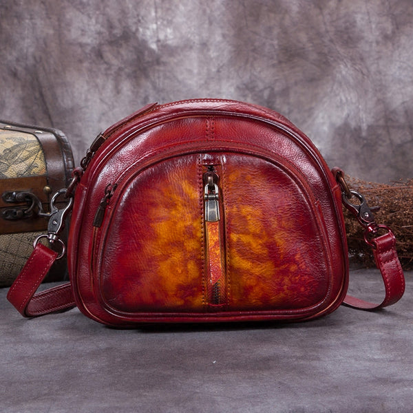 Handmade Genuine Leather Crossbody Shoulder Bags Purses Accessories Gift Women Red