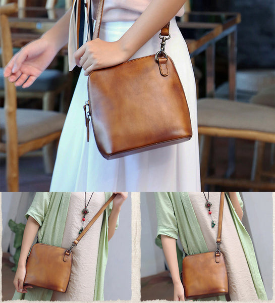 Handmade Genuine Leather Crossbody Shoulder Bags Purses Accessories Gift Women unique