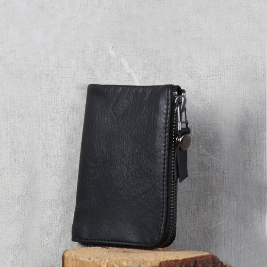Handmade Genuine Leather Key Wallets Coin Purse Card Wallet Women Men black
