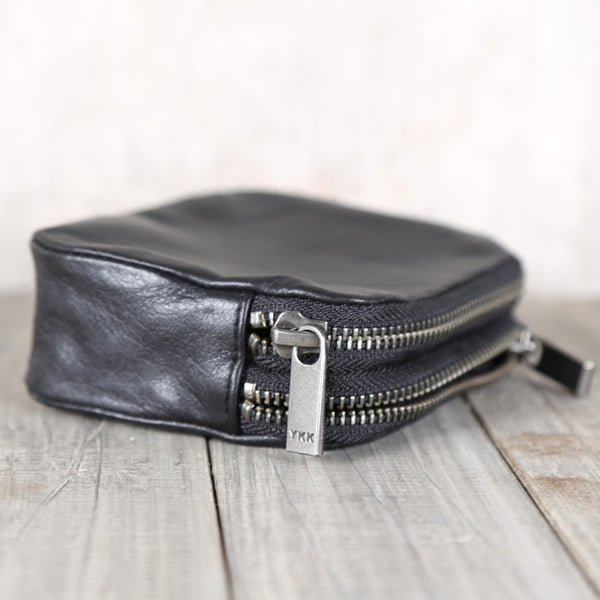 Ladies Black Leather Zip Wallet Small Coin Purse Card Wallet for Women