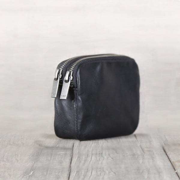 Handmade Genuine Leather Short Coin Card Wallets Clutches Purse Women Men