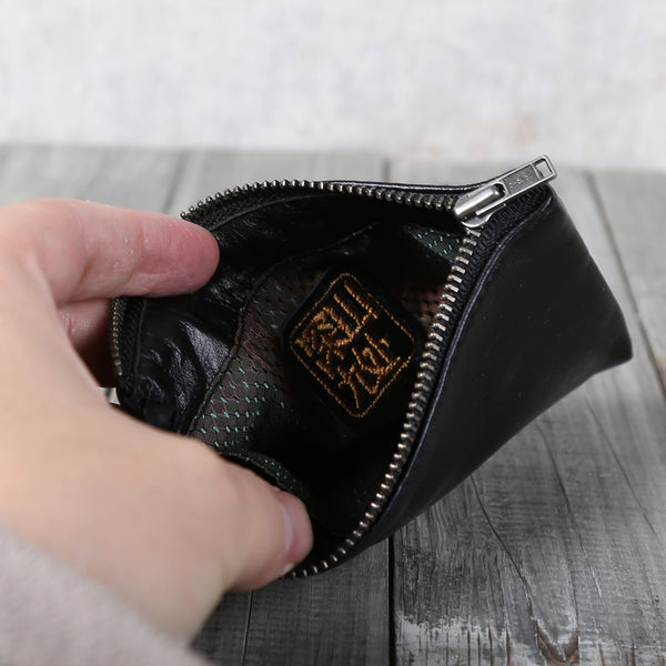 Handmade Genuine Leather Short Slim Wallets Coin Purse Card Wallet Women Men unique