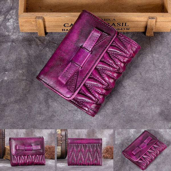 Handmade Genuine Leather Short Wallets Clutches Purses Accessories Gift Women fashionable