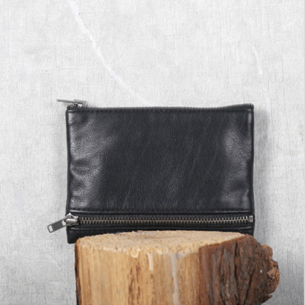 Handmade Genuine Leather Short Wallets Coin Purse Card Wallet Women Men Minimalism