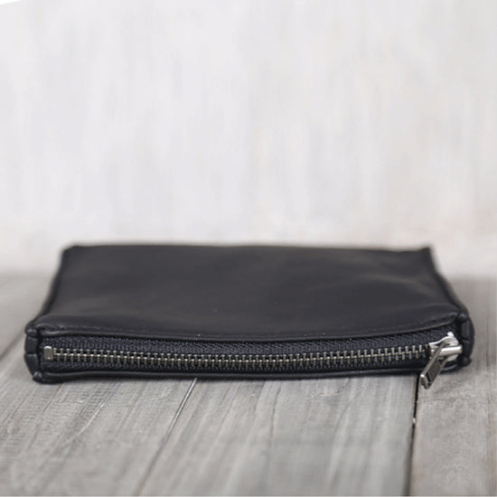 Handmade Genuine Leather Short Wallets Coin Purse Card Wallet Women Men black