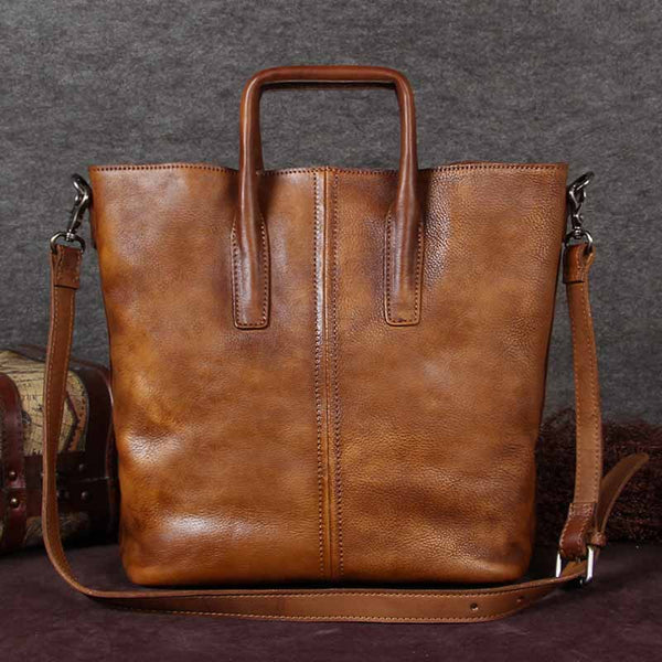 Handmade Genuine Leather Totes Handbags Crossbody Shoulder Bags Purses Accessories Gift Women Brown