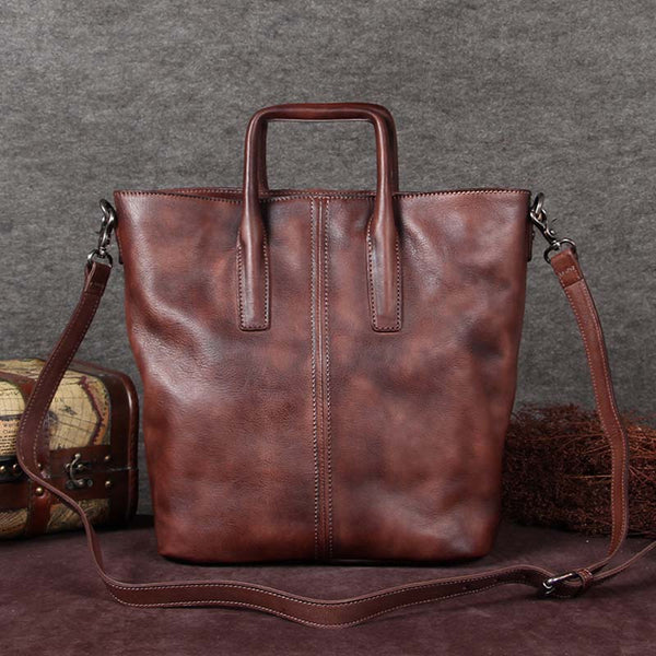 Handmade Genuine Leather Totes Handbags Crossbody Shoulder Bags Purses Accessories Gift Women Coffee