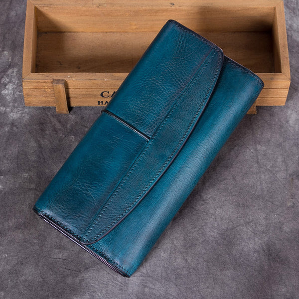 Ladies Trifold Clutch Wallet Handmade Leather Wallets for Women