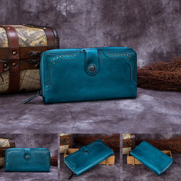 Handmade Genuine Leather Vintage Long Wallet Purse Clutch Accessories Gift Women gift
