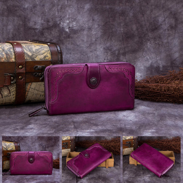 Handmade Genuine Leather Vintage Long Wallet Purse Clutch Accessories Gift Women unique