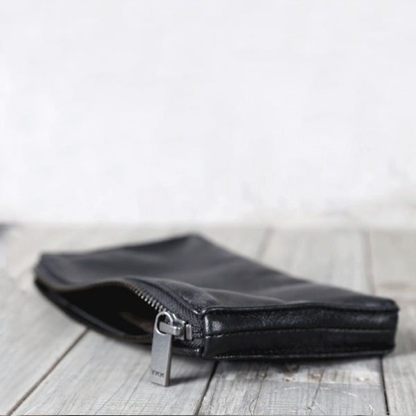 Handmade Genuine Leather Wallet Clutches Handbags Phone Case Women Men Minimalism