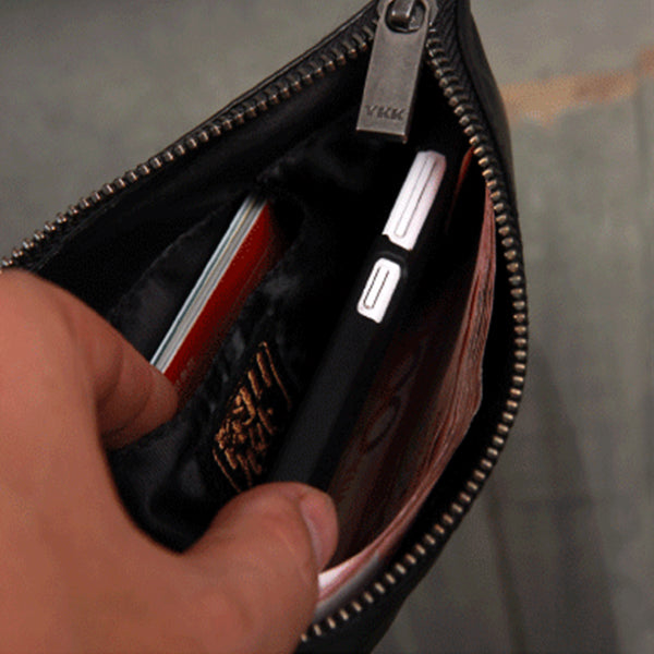 Handmade Genuine Leather Wallet Clutches Handbags Phone Case Women Men Vintage