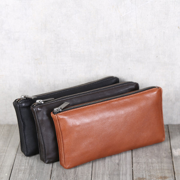 Handmade Genuine Leather Wallet Clutches Handbags Phone Case Women Men fashionable