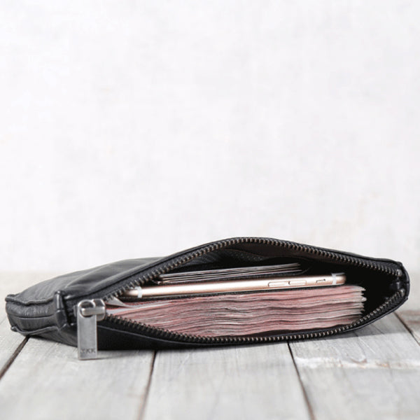 Handmade Genuine Leather Wallet Clutches Handbags Phone Case Women Men fine