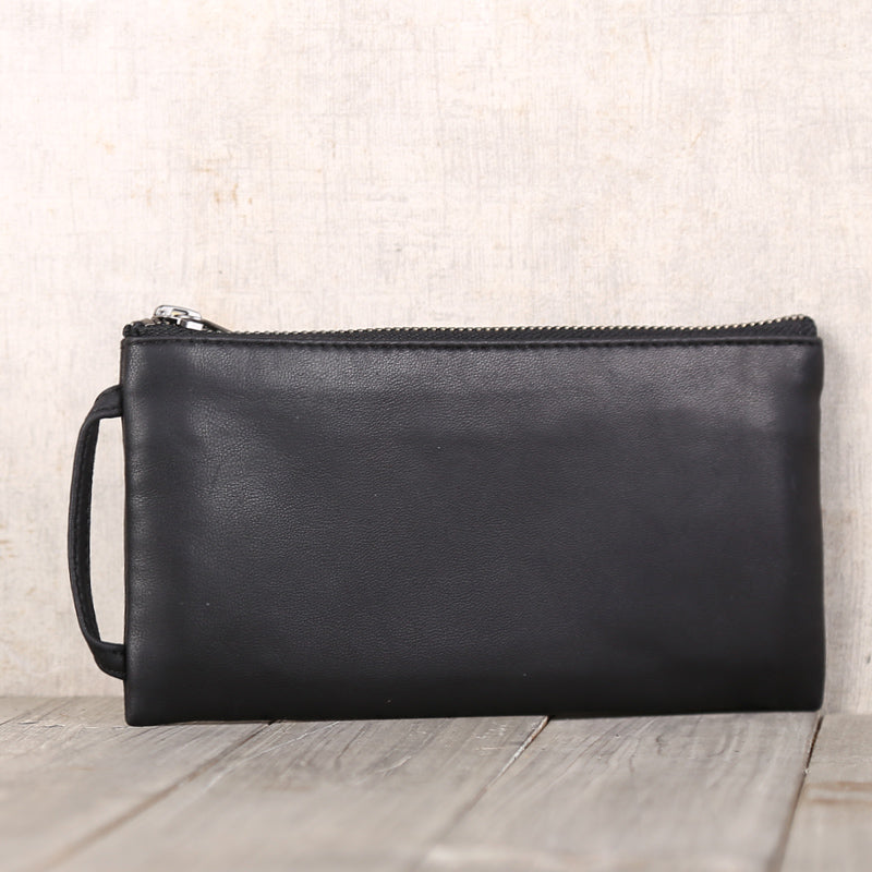 Handmade Genuine Leather Wallet Clutches Handbags Phone Case Women Men