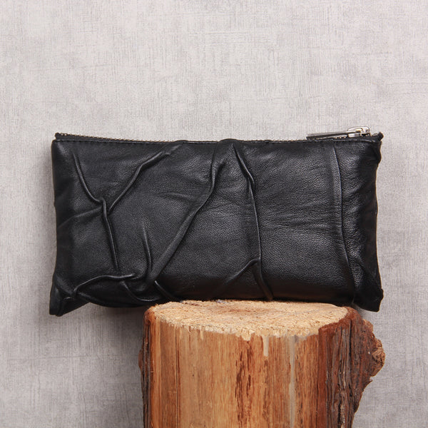 Handmade Genuine Leather Wallet Clutches Handbags Phone Case Women Men